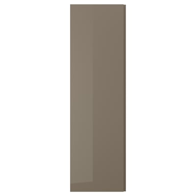 VOXTORP Door, high-gloss dark grey-brown/vertical handle, 60x200 cm
