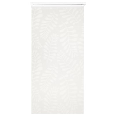 YRLA white sheer curtain, made from recycled polyester and nylon, rectangular with a subtle pattern.