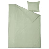 ÄNGSLILJA Conjunto de edredom e almofada verde, algodão macio, design liso.