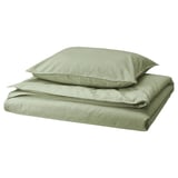Conjunto de edredom e almofada verde ÄNGSLILJA, 100% algodão, quarto aconchegante.