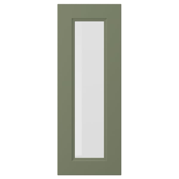 Porta AXSTAD, verde-acinzentado, retangular, acabamento mate, painel de vidro, núcleo de MDF.