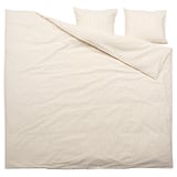 Conjunto de roupa de cama bege BERGPALM. Feito de 100% algodão, listras clássicas tingidas com fios.