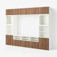 BESTÅ Comb arrum TV/portas vidro, branco Lappviken/castanho efeito nogueira, 300x42x231 cm