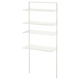 Prateleira de parede BOAXEL branca, módulo de arrumação moderno com 4 prateleiras, estrutura metálica.