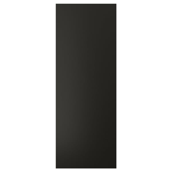 Painel de porta retangular preto, design liso, feito de MDF e tinta acrílica.