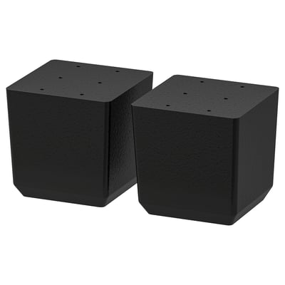 Pés de suporte de móveis em forma de cubo BODBYN preto, feitos de bétula maciça, pés ajustáveis, design moderno.