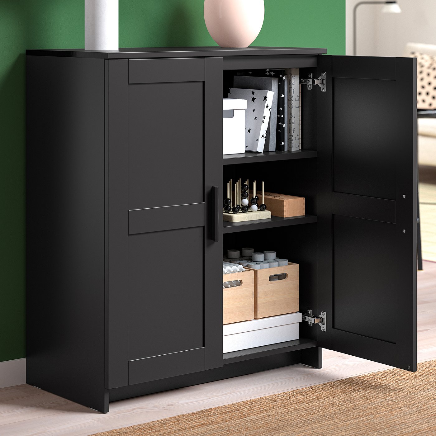 IKEA BRIMNES ブリムネス　キャビネット　黒 BRIMNES comb arrum TV/portas vidro, preto, 276x41x95 cm - IKEA
