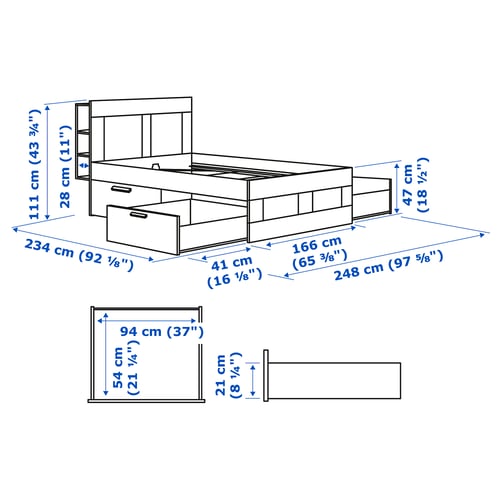 Ilustração com medidas para o produto: BRIMNES.