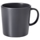 Caneca DINERA cinzenta escura, cerâmica vidrada mate, forma cilíndrica simples com pega em forma de d.