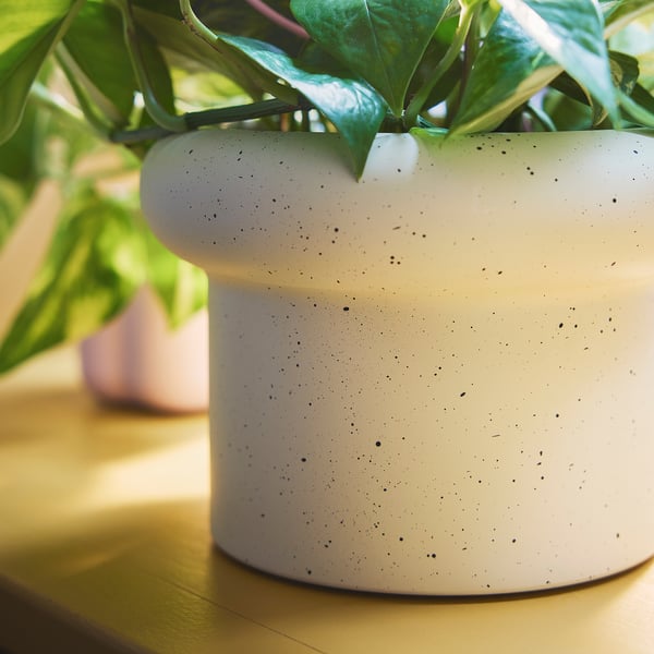 DOFTRIPS Vaso, branco-bege, 15 cm