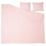 Conjunto de roupa de cama xadrez xadrez rosa claro. Inclui capa de edredão e fronhas feitas de algodão orgânico.