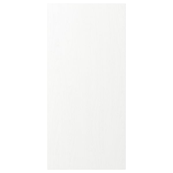 Trata-se de um armário ENKÖPING em branco, feito com aglomerado e folha de plástico, forma retangular, design clássico e sóbrio.