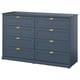 FÅGELFJÄLLET Cómoda c/8 gavetas, azul acinzentado escuro, 160x51x101 cm