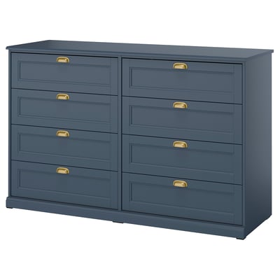 FÅGELFJÄLLET Cómoda c/8 gavetas, azul acinzentado escuro, 160x51x101 cm