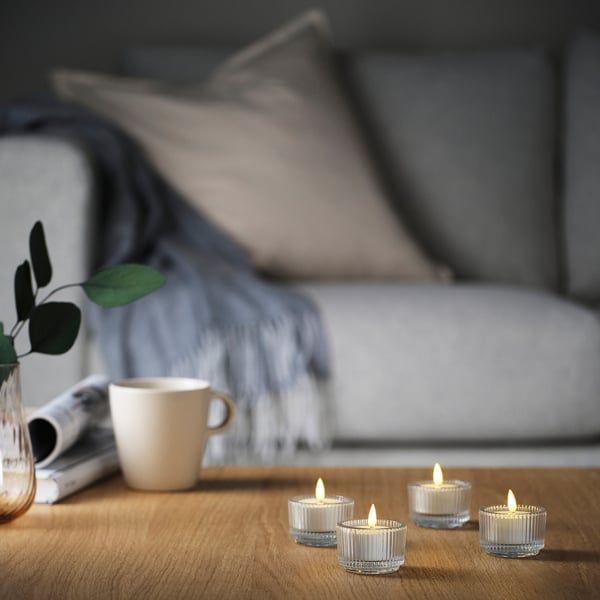 FINSMAK Porta-velas, vidro transparente, 3.5 cm