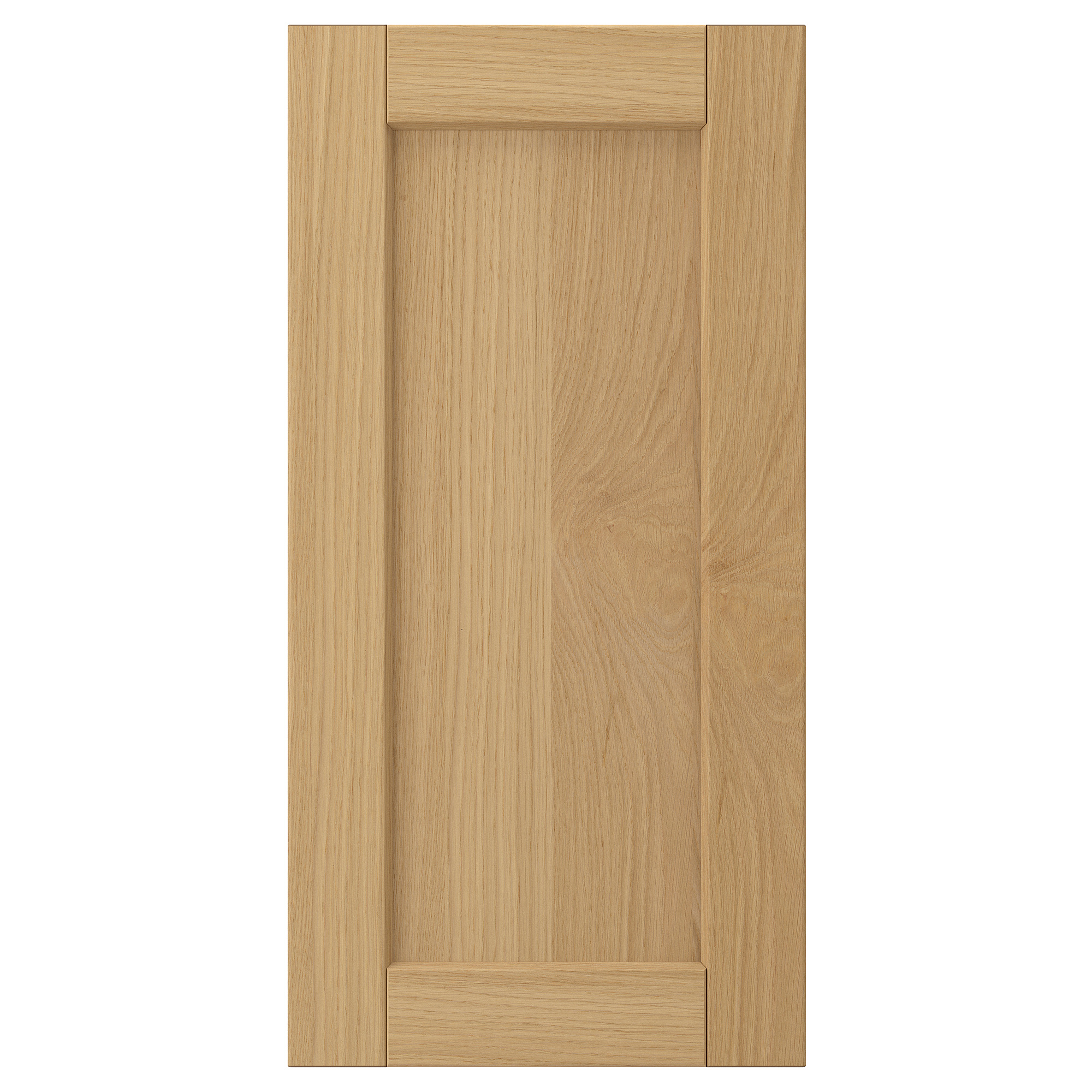 FORSBACKA Porta de armário em chapa de carvalho, retangular com rebordos biselados, tom quente.