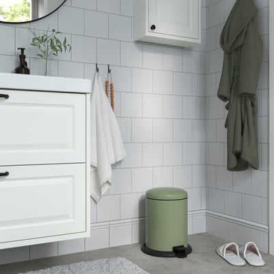 GÅNGSKYFFEL Caixote c/pedal, verde acinzentado, 9 l