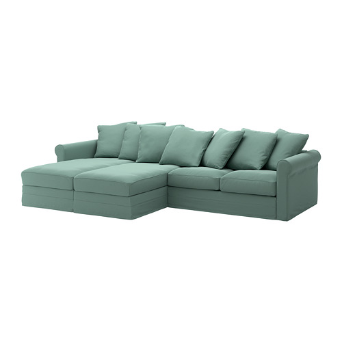 GRÖNLID Sofá 4 lugares c/chaise longues/Ljungen verde claro IKEA
