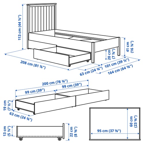 Ilustração com medidas para o produto: GULLABERG.