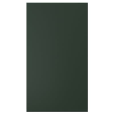 Painel retangular verde escuro, acabamento fosco liso, bordas retas, design minimalista simples para móveis.