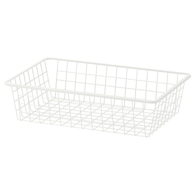 HJÄLPA Cesto metálico branco, retangular, design de malha, aço.