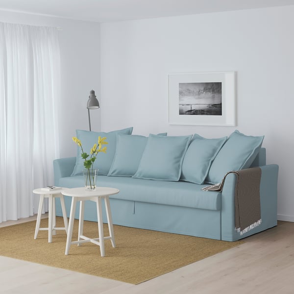 HOLMSUND Sofá-cama de 3 lugares, Orrsta azul claro