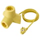 Adaptador de energia HORNFELS amarelo de 4 vias. Policarbonato reciclado criativo, design divertido.