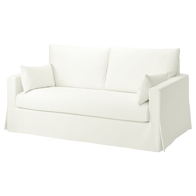 Sofá HYLTARP branco. Estofado com algodão e poliéster. Forma suave e retangular com linhas limpas.