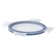 Opção: IKEA 365+ tampa redonda, transparente, com aro azul, fecho de pressão, feita de plástico de polipropileno e borracha de silicone.