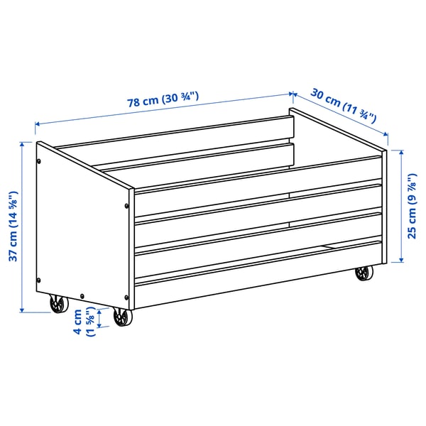 IVAR caixa de arrumação c/rodízios, pinho, 78x30 cm - IKEA