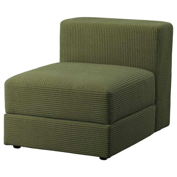 JÄTTEBO Cadeira de canto bombazina verde-oliva, design moderno, textura profunda, macia e confortável.
