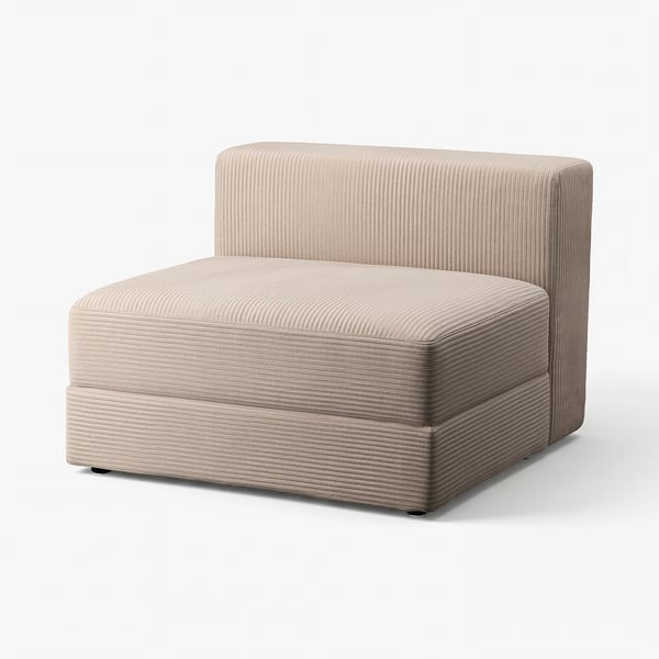 Módulo de sofá seccional JÄTTEBO, bege, veludo cotelê às riscas, design quadrado, modular com arrumação.