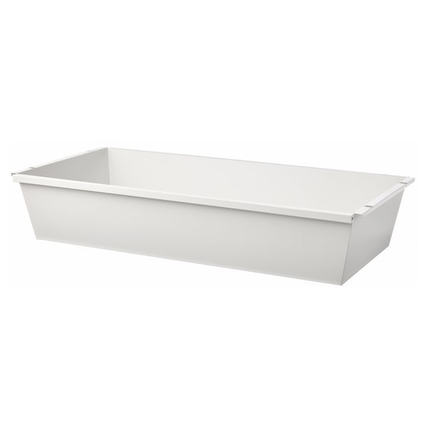 Um recipiente de arrumação retangular branco JOSTEIN, feito de aço galvanizado revestido a pó, concebido para utilização interior/exterior em áreas húmidas.