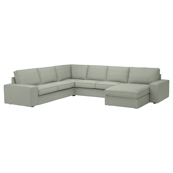 Sofá secional KIVIK cinza claro com apoios de braços removíveis, almofadas profundas e um design moderno.