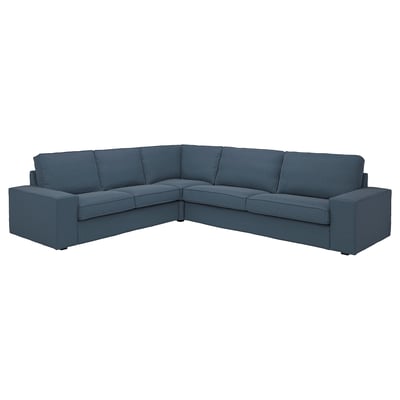 Sofá secional KIVIK azul, design moderno com apoios de braços baixos e almofadas profundas.