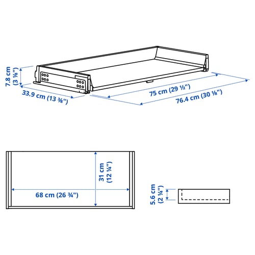 KNIVSHULT Gaveta baixa, cinz esc, 80x37 cm
