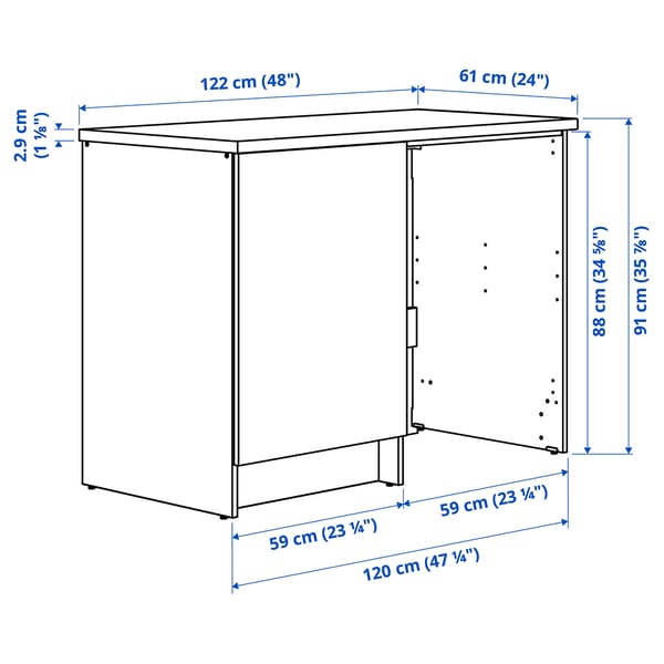 KNOXHULT Armário baixo c/porta+nicho, cinz esc, 120x61x91 cm