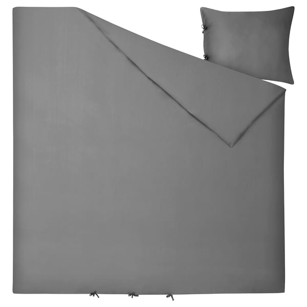 Jogo de lençóis KRITSUGA cinzento, liso, 150x200 cm, liocel tipo seda, com fronhas.