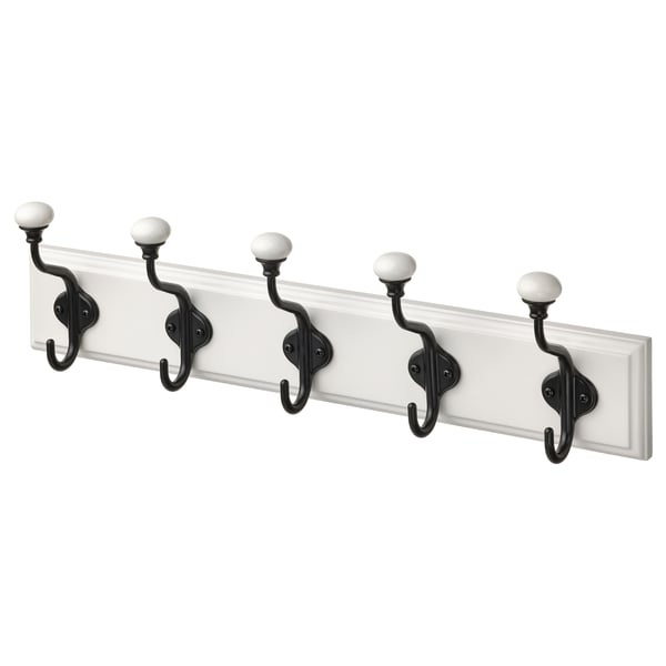 LANDKRABBA cabide c/5 ganchos duplos; branco com ganchos pretos.