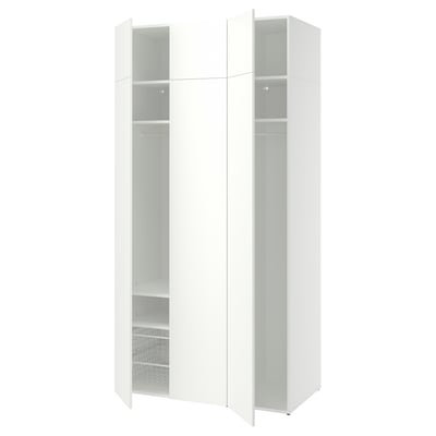 Guarda-roupa branco LASTARE, design minimalista, pés ajustáveis.
