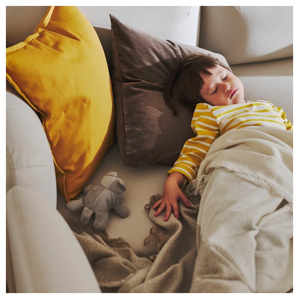 LILLEHEM Sofá modular 3 lug c/chaise longue, Vissle/bege metal