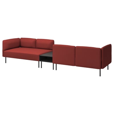 Sofá modular vermelho LILLEHEM, design moderno, pernas metálicas, tecido fácil de limpar.