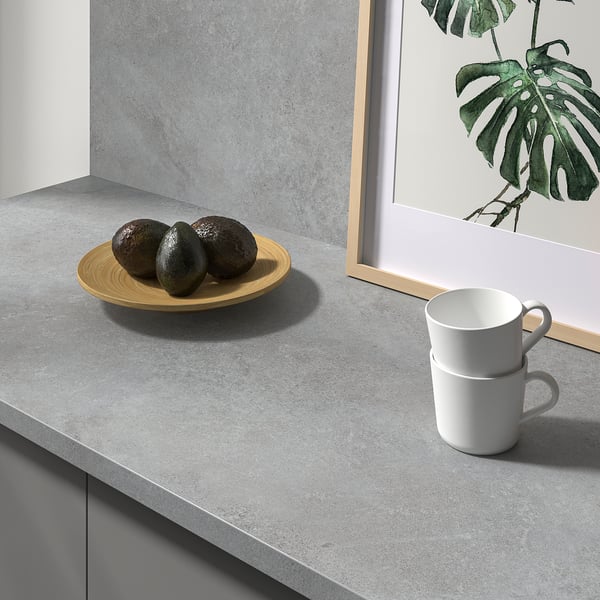 LYSEKIL Painel de parede, dupla face cinz clr/efeito betão branco mate, 119.6x55 cm