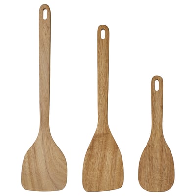 MAJFISK Utensílios de cozinha, 3 peças, acácia