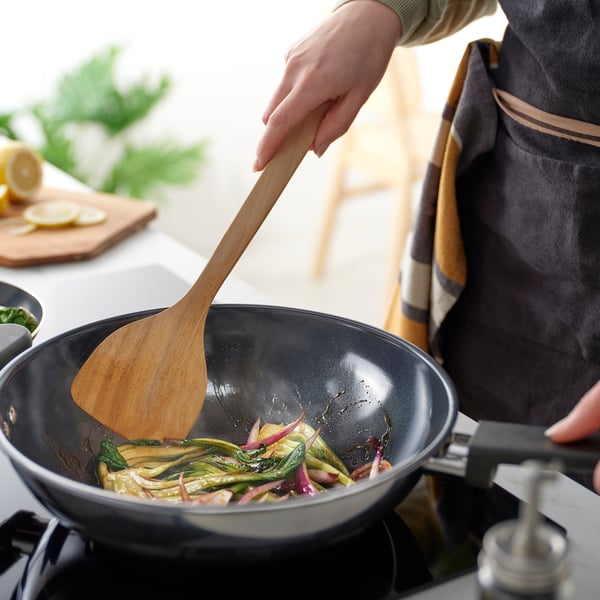 MAJFISK Utensílios de cozinha, 3 peças, acácia