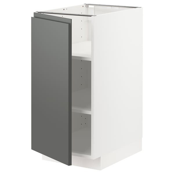 Armário de cozinha moderno, METOD, branco e cinza escuro, design elegante, prateleiras ajustáveis.