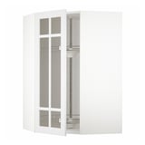 Armário de cozinha METOD branco com portas de vidro e prateleira carrossel.