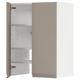 Armário de cozinha aberto METOD em bege acinzentado com prateleiras reguláveis. Design moderno, acabamento fosco, forma retangular.