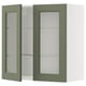 Elegante armário de parede verde com portas de vidro, design elegante e prateleiras ajustáveis. Perfeito para cozinhas modernas.