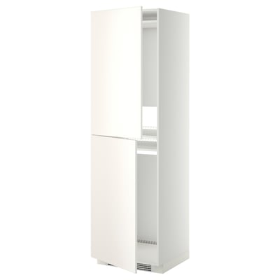 Armário branco METOD, elegante e alto, design de duas portas com prateleiras ajustáveis, arrumação de cozinha moderna.